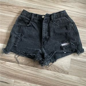 Gitano Black High Waisted Distressed Shorts